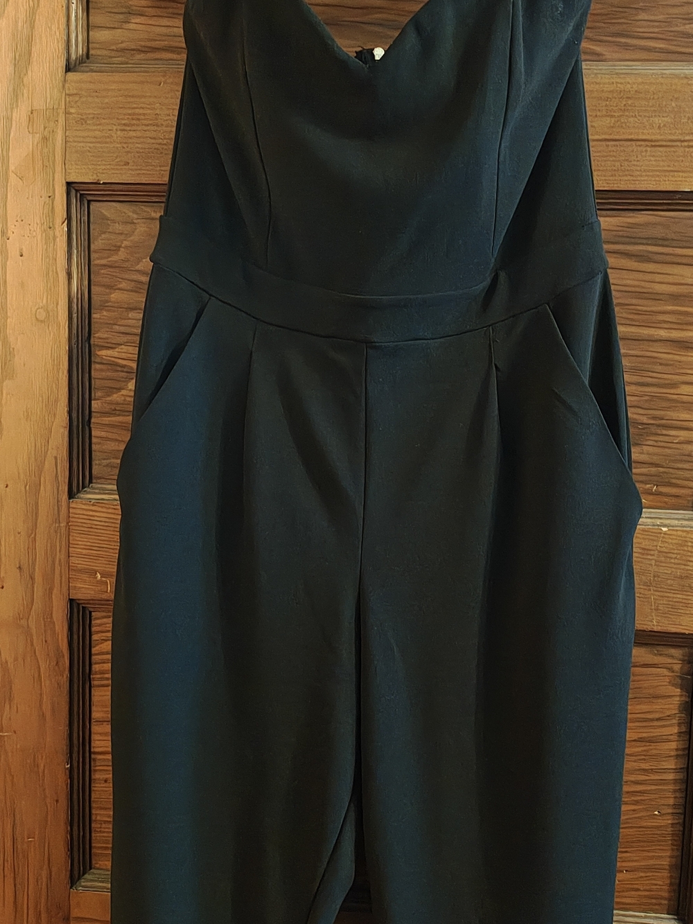 Express Black Strapless Pleated Jumpsuit